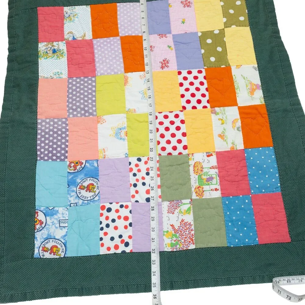 Vintage Style Patchwork Quilt Baby Lap Throw Wall Hanging Handmade Multi-Color